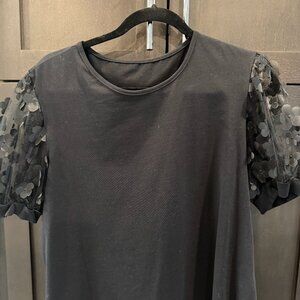 Cute short sleeve top with accent sleeves